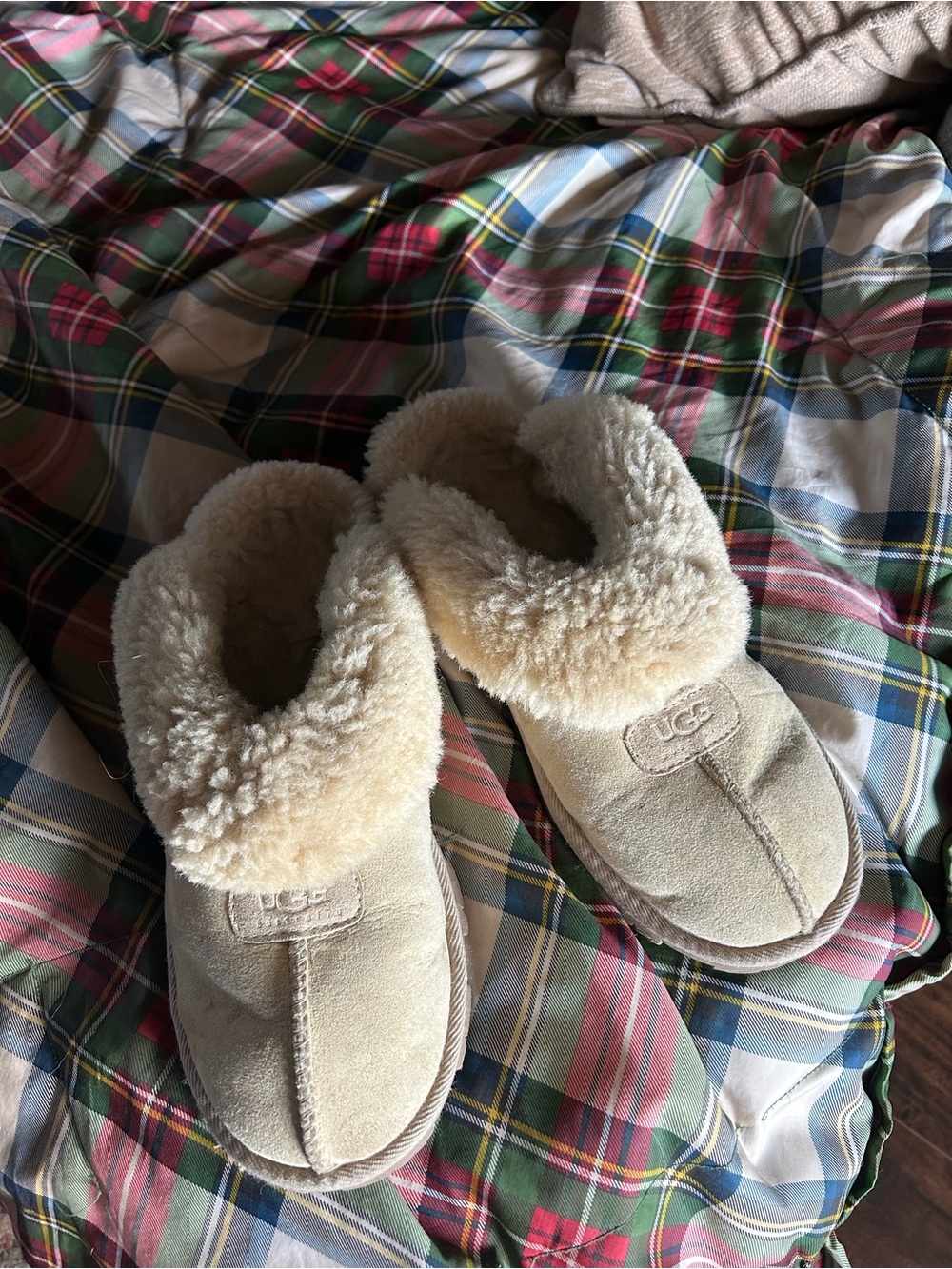 UGG Cream Shearling Slip-On Slippers